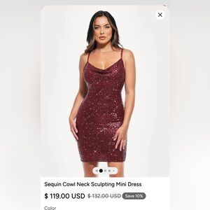 Popilush Sequin Cowl Neck Mini Dress with built in Shapewear